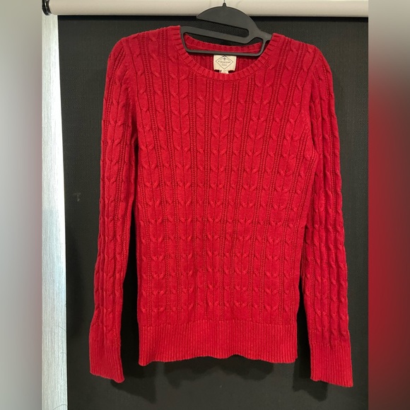 Women’s Red Ribbed Knit Sweater Size Small - Picture 2 of 4